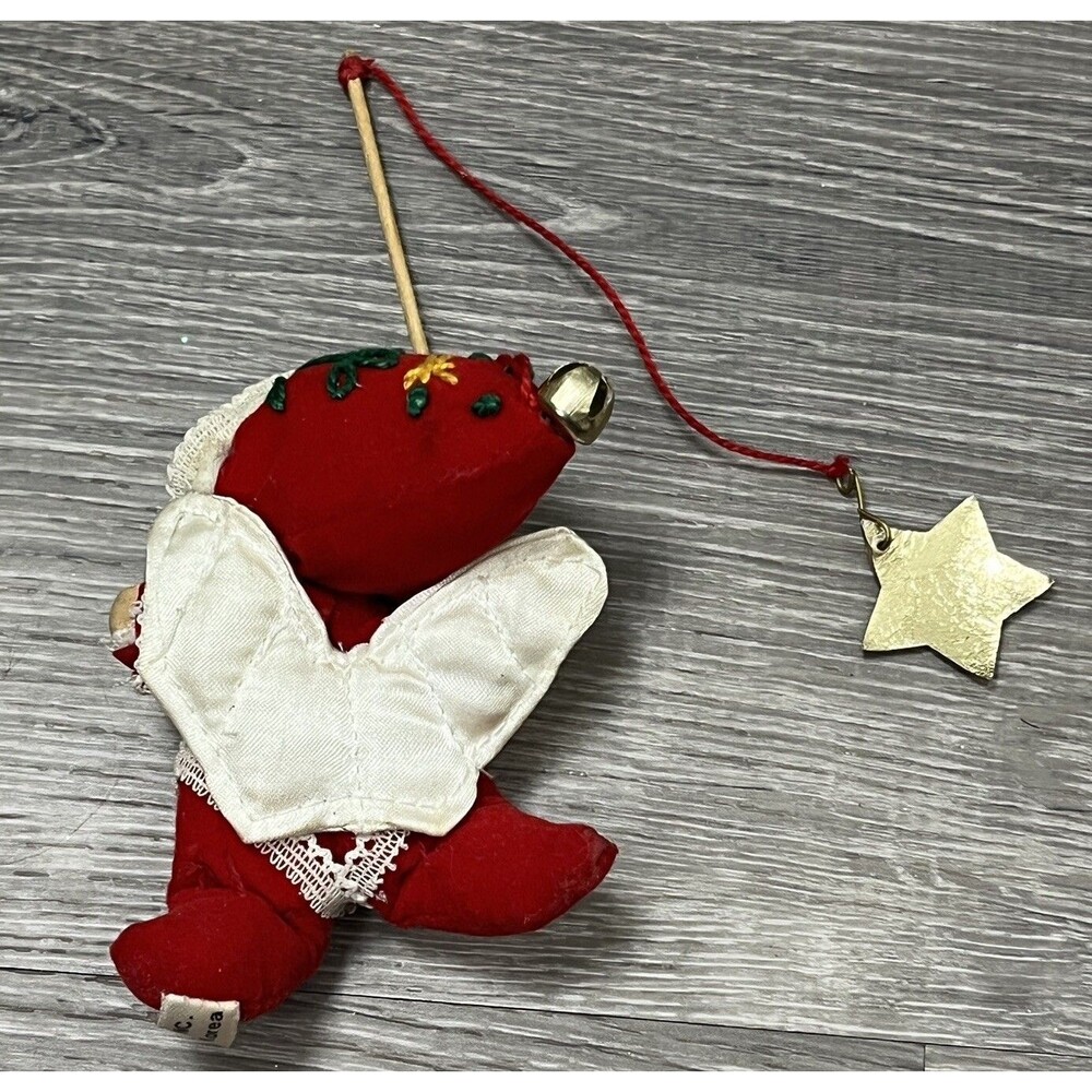 Vintage 80s Kurt‎ Adler Velvet Angel Gold Star Christmas Ornament Handcrafted - Picture 3 of 5